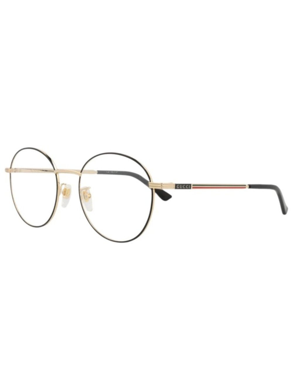 New Gucci Women's Eyeglasses Round Oval Metal Frame Mens Black Gold Transparent